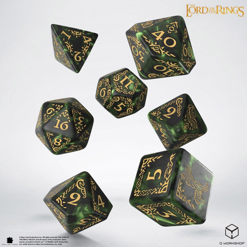 The Lord of the Rings Rohan Set of 7 Dice, Bottle Green