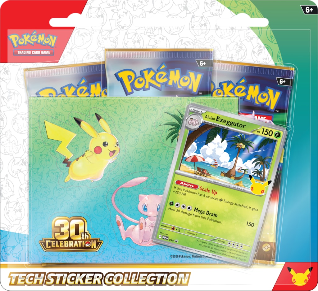 Pokemon 30th Celebration Tech Sticker Collection - Alolan Exeggutor, English Edition
