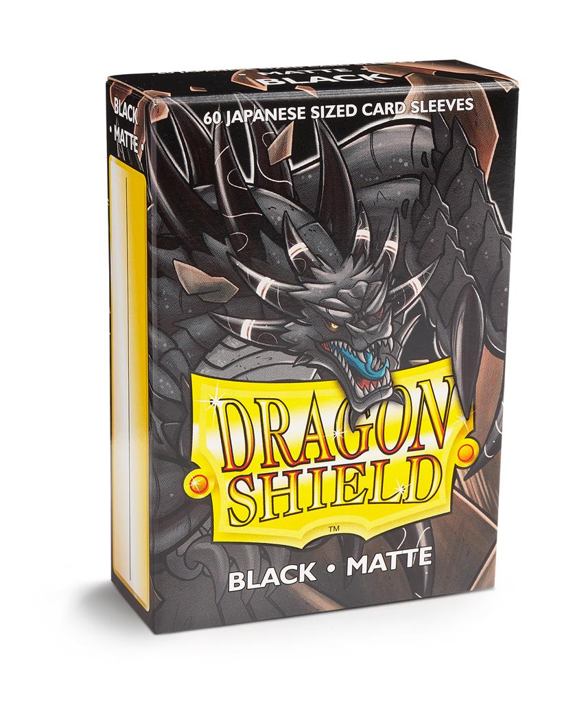 Dragon Shield Matte Japanese Size Sleeves, 59 x 86 mm, Black, 60 Per Pack, 120 Micron