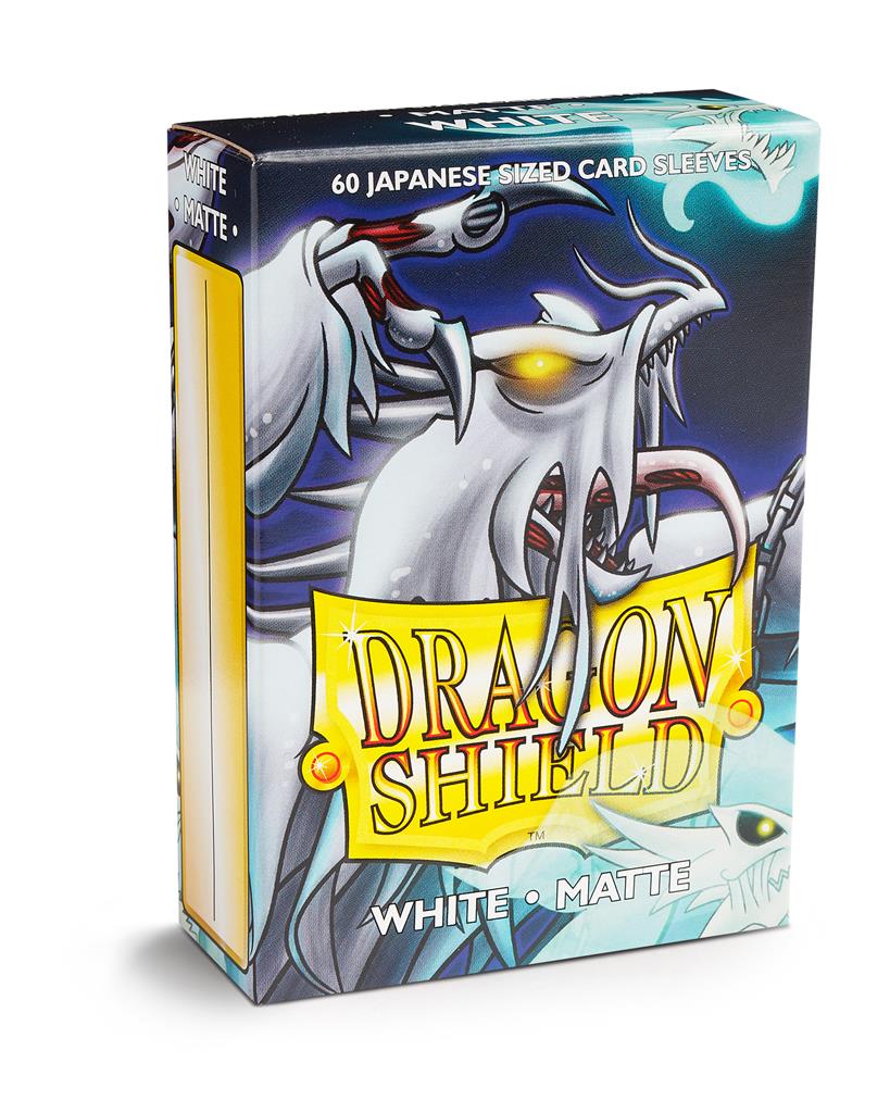 Dragon Shield Matte Japanese Size Sleeves, 59 x 86 mm, White, 60 Per Pack, 120 Micron