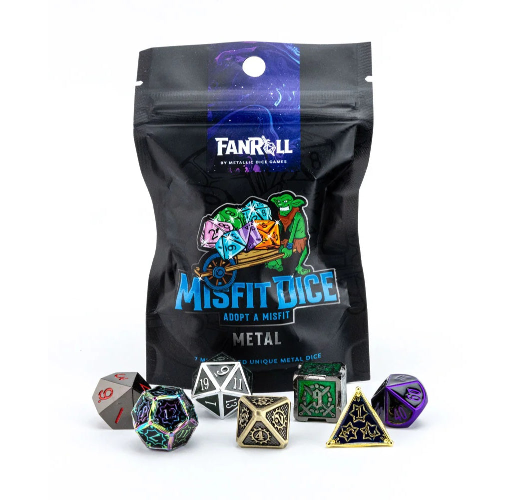 Adopt a Misfit Metal Dice Set 16mm Polyhedral Dice Set