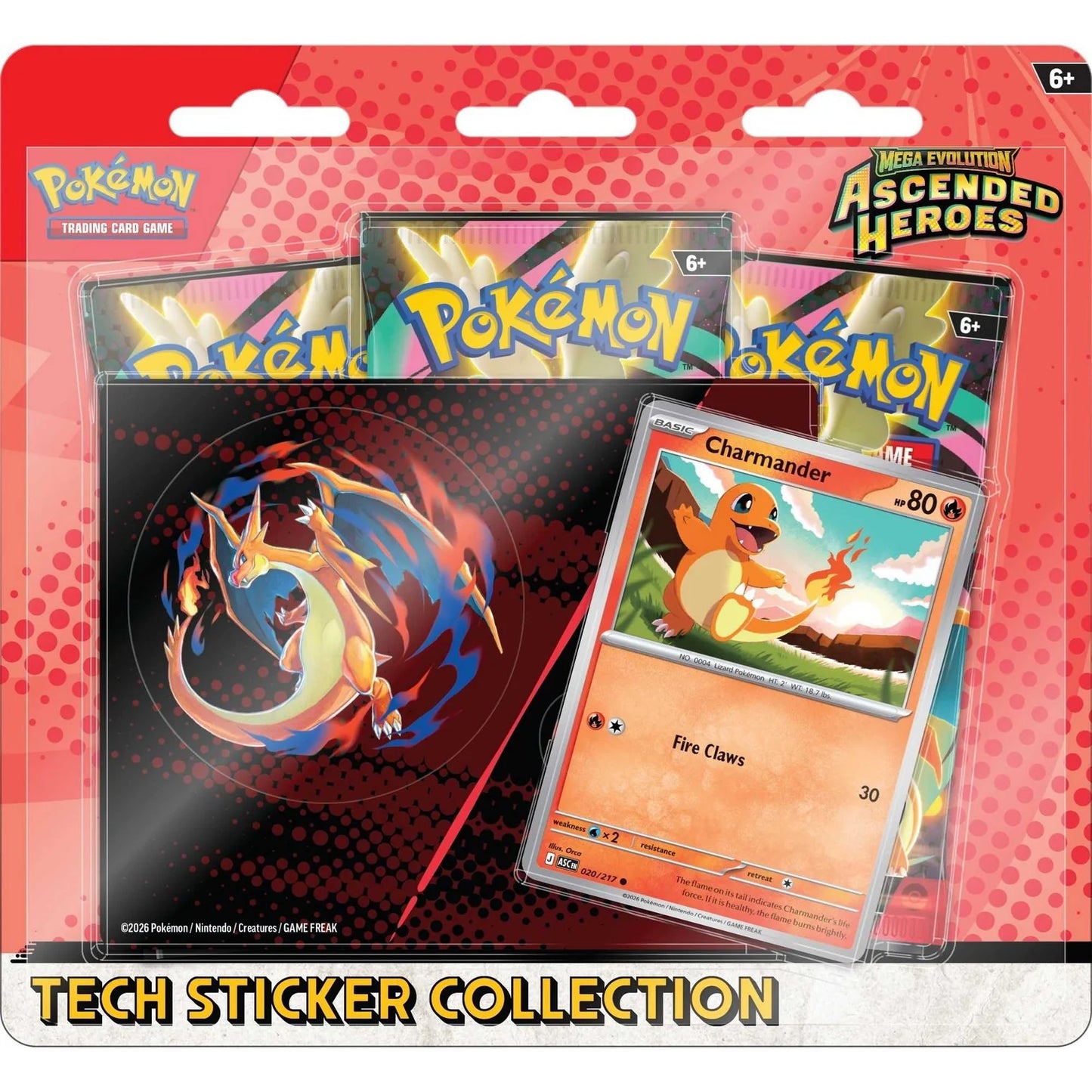 Pokémon Mega Evolution Ascended Heroes: Charmander Tech Sticker Collection, English Edition