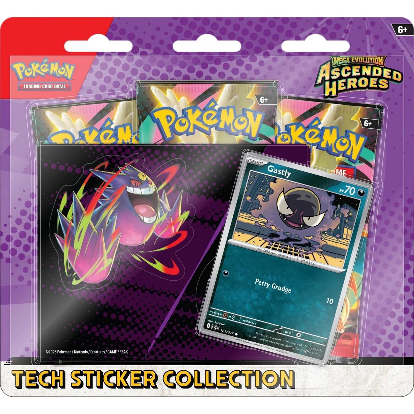 Pokémon Mega Evolution Ascended Heroes: Gastly Tech Sticker Collection, English Edition