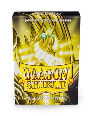Dragon Shield Matte Japanese Size Sleeves, 59 x 86 mm, Yellow, 60 Per Pack, 120 Micron