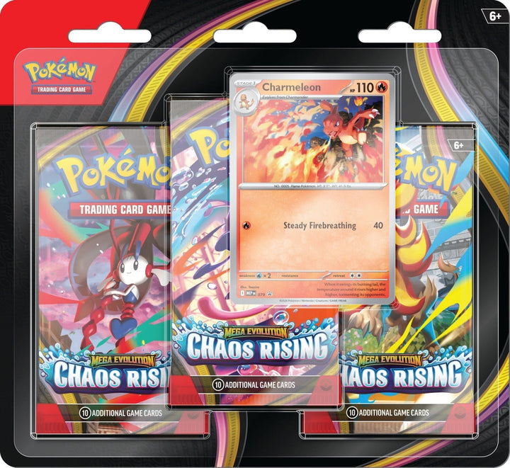 Pokemon Mega Evolution Chaos Rising Charmeleon 3 Pack Blister, English Edition