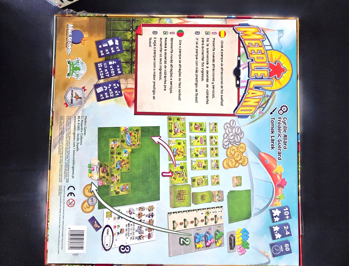 Meeple Land Jogo de Tabuleiro, Usado, Edição em Português e Espanhol